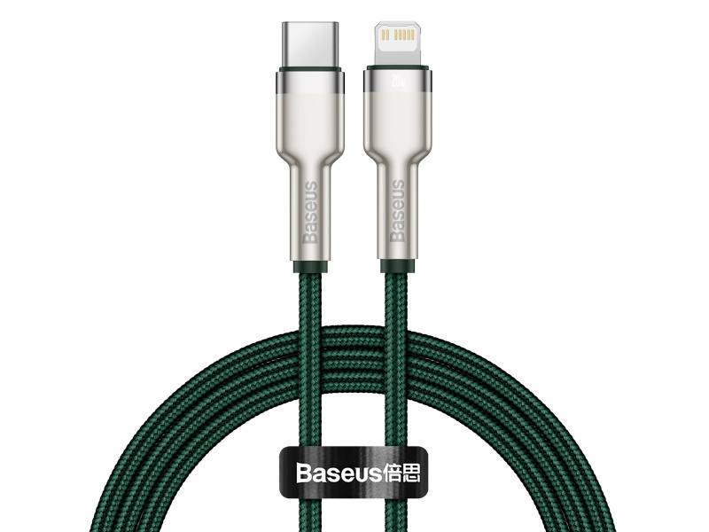 Baseus kabel Cafule Metal USB-C Lightning 1,0 m zielony 20W