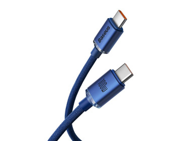 Baseus kabel Crystal Shine USB-C USB-C 1,2 m 100W niebieski