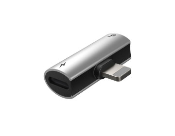 Baseus adapter audio/HF z iPhone Lightning 8-pin na 2x do iPhone Lightning 8-pin CAL46-S1 srebrno czarny