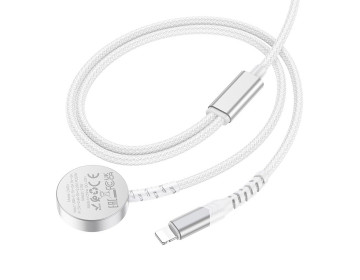Hoco ładowarka indukcyjna 2w1 do Apple Watch + kabel ładowania do iPhone CW54 biały