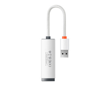Baseus Adapter Lite Series USB na RJ45 100 Mbps WKQX000002 biały