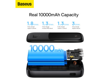 Baseus power bank 10000mAh Qpow Pro USB + Typ C PD 22,5W z kablem Typ C PPQD060101 czarny