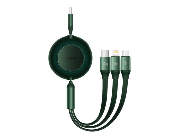 Baseus Kabel Bright Mirror 2 3w1 Typ C na micro USB, Lightning, Typ C 100W 1,1 metra CAMJ010206 zielony