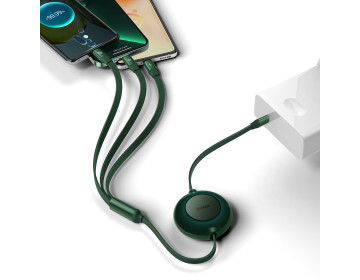 Baseus Kabel Bright Mirror 2 3w1 Typ C na micro USB, Lightning, Typ C 100W 1,1 metra CAMJ010206 zielony